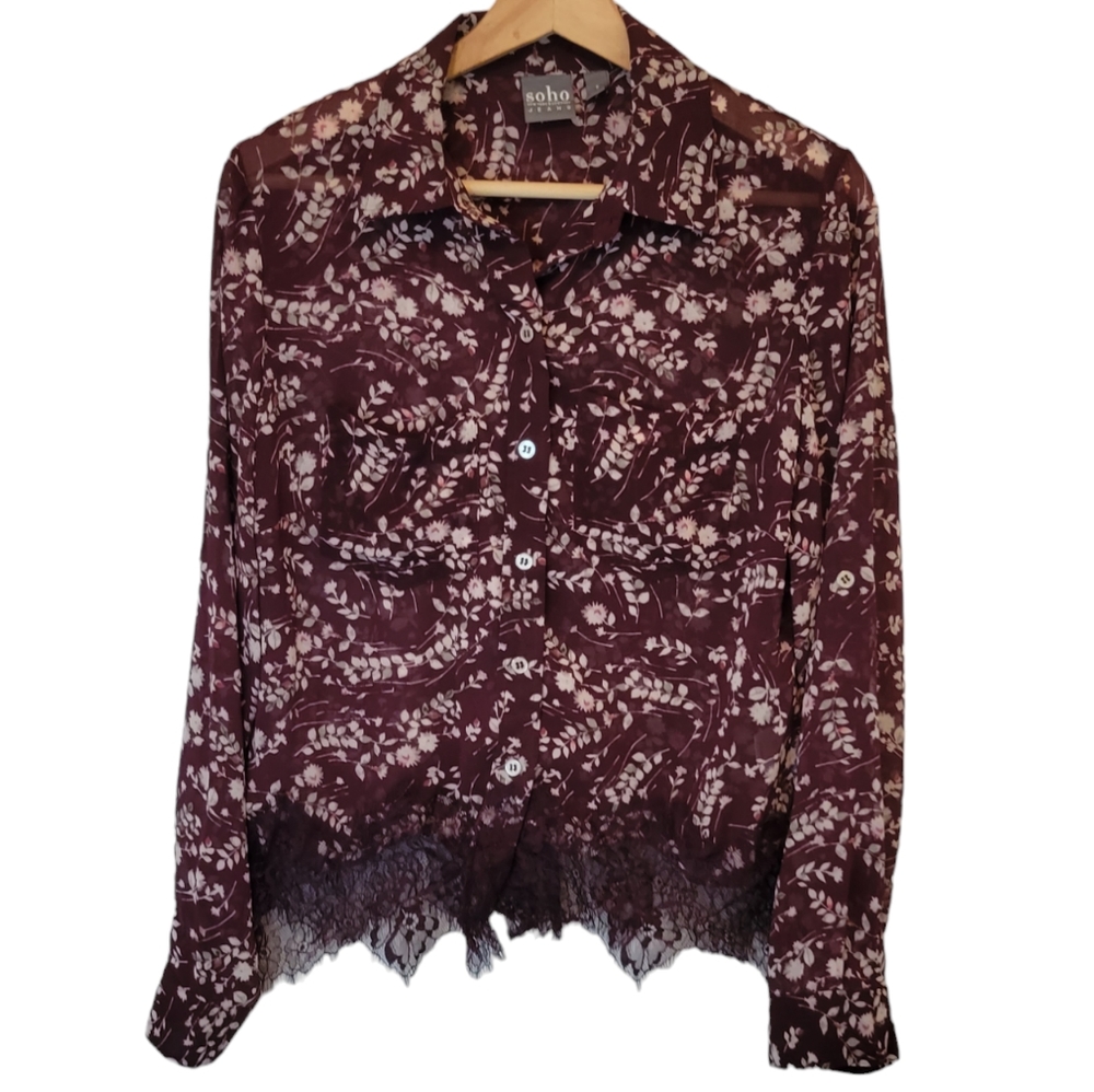Soho NY & Co. Jeans Women's Floral Blouse Size Small